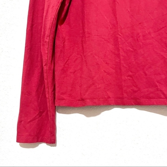 Eileen Fisher Coral Red Viscose Jersey Top long sleeve womens size M - Picture 6 of 10